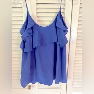 Rebecca Taylor 100% Silk Tank w/Ruffle Accented Neckline Sz 10